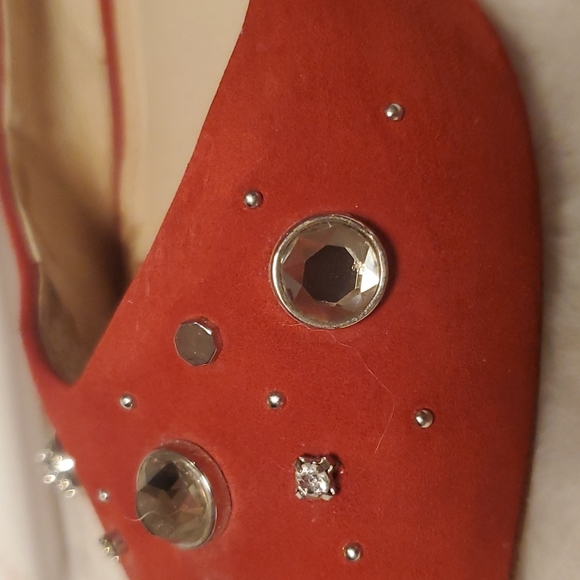 7.5 RED "RUBY" FLATS ! SUEDE FINISH. LEATHER INSOLE. - Picture 2 of 4